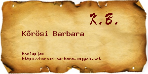 Kőrösi Barbara névjegykártya